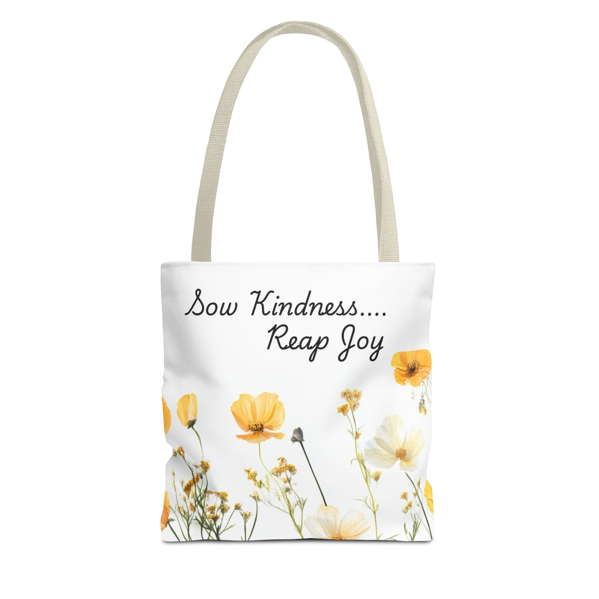 Sow kindness Reap Joy Tote Bag, Christian Faith Inspirational Grocery Shopping Purse, Religious Shoulder Bag, Bible Verse Eco-Friendly