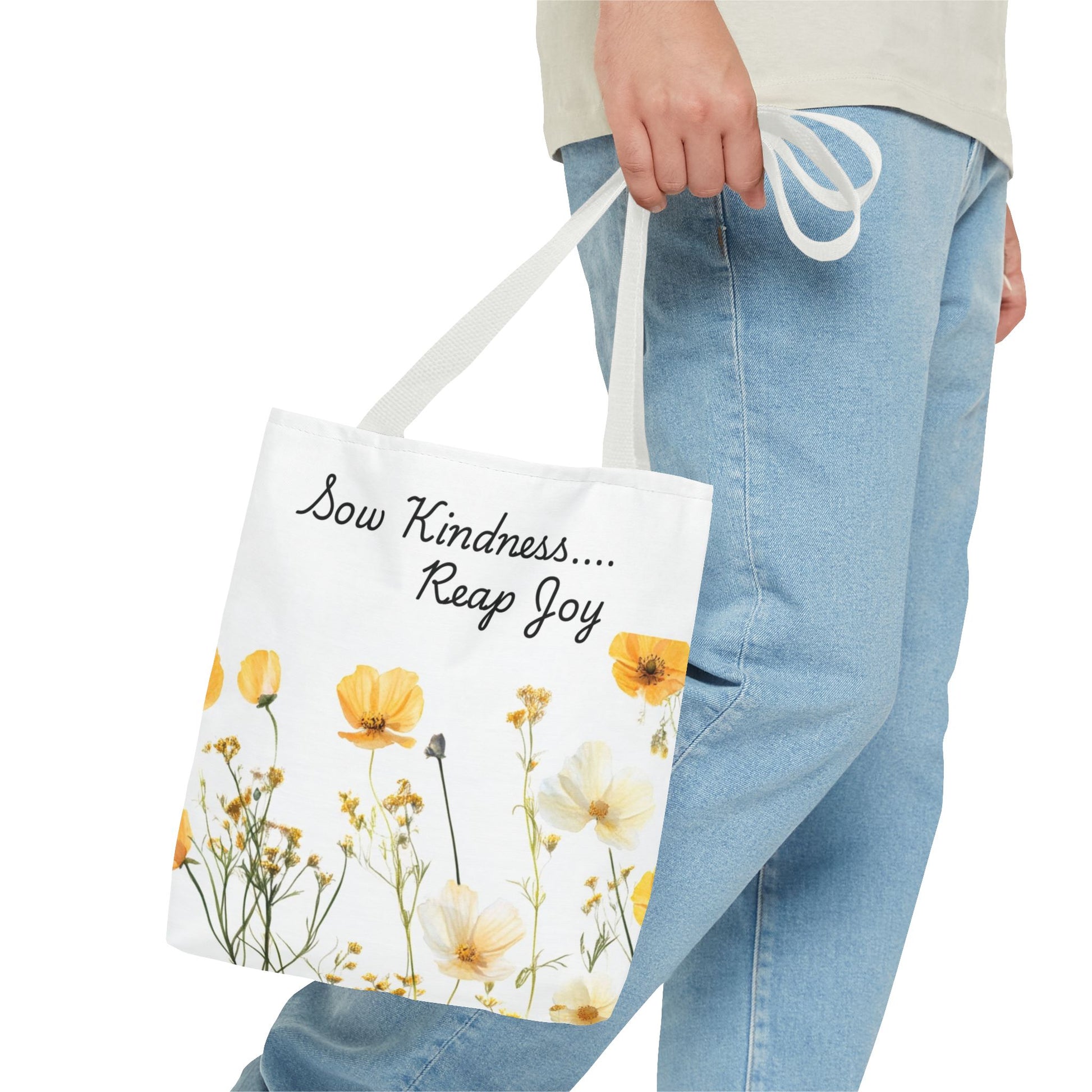 Sow kindness Reap Joy Tote Bag, Christian Faith Inspirational Grocery Shopping Purse, Religious Shoulder Bag, Bible Verse Eco-Friendly