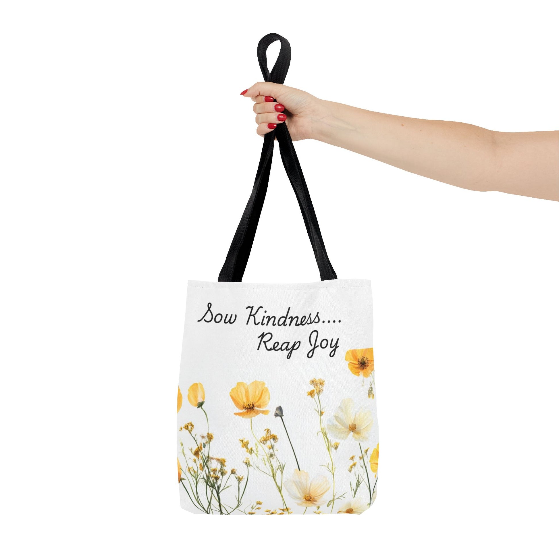 Sow kindness Reap Joy Tote Bag, Christian Faith Inspirational Grocery Shopping Purse, Religious Shoulder Bag, Bible Verse Eco-Friendly