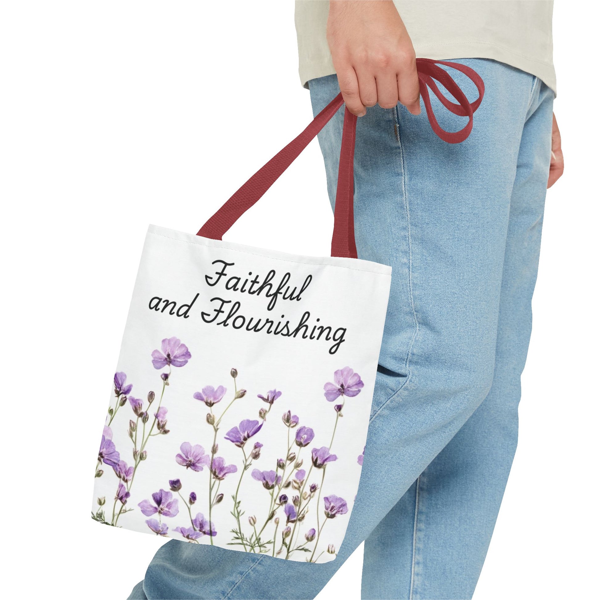 Faithful and Flourishing Floral Tote Bag | Inspirational Gift for Nature Lovers, Shopper Bag, Eco-Friendly, Mother's Day, Birthday