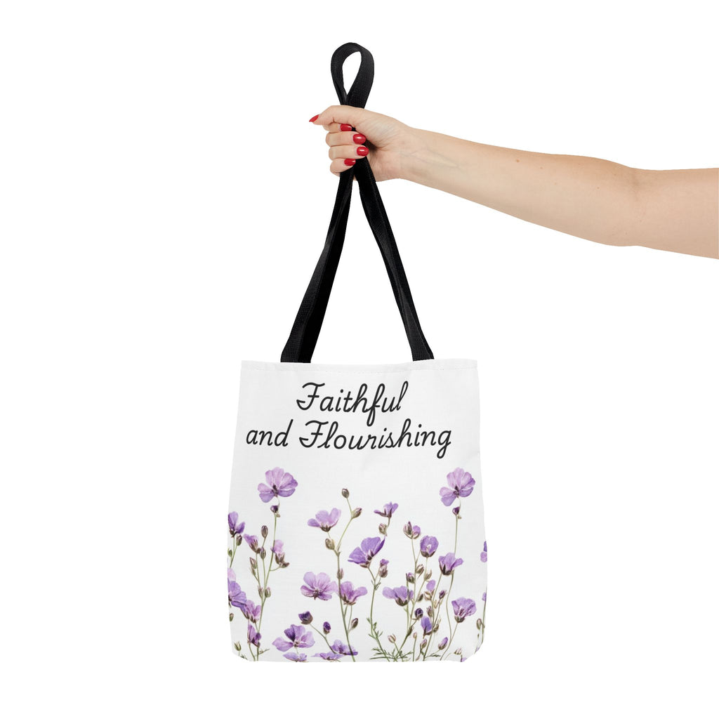 Faithful and Flourishing Floral Tote Bag | Inspirational Gift for Nature Lovers, Shopper Bag, Eco-Friendly, Mother's Day, Birthday