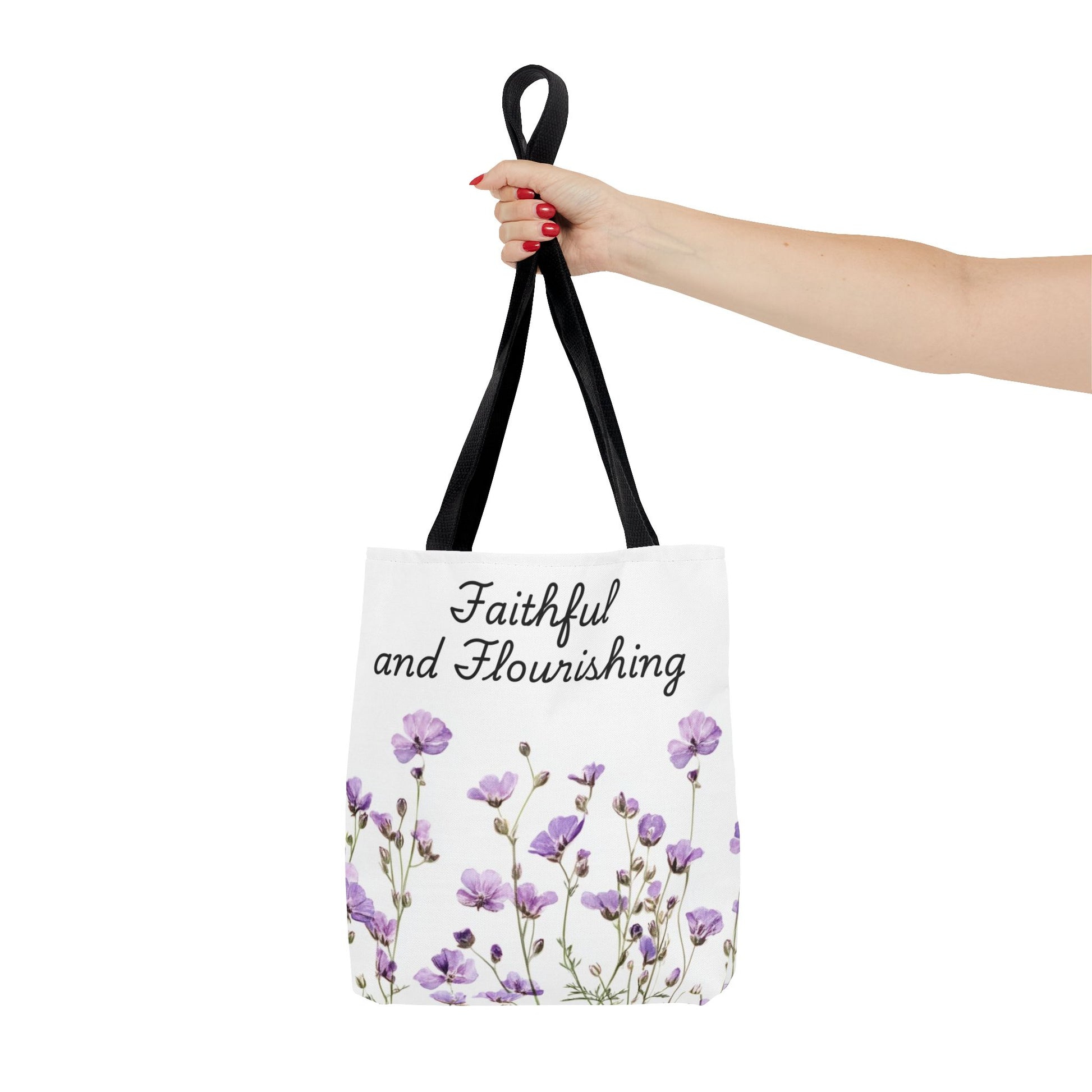 Faithful and Flourishing Floral Tote Bag | Inspirational Gift for Nature Lovers, Shopper Bag, Eco-Friendly, Mother's Day, Birthday