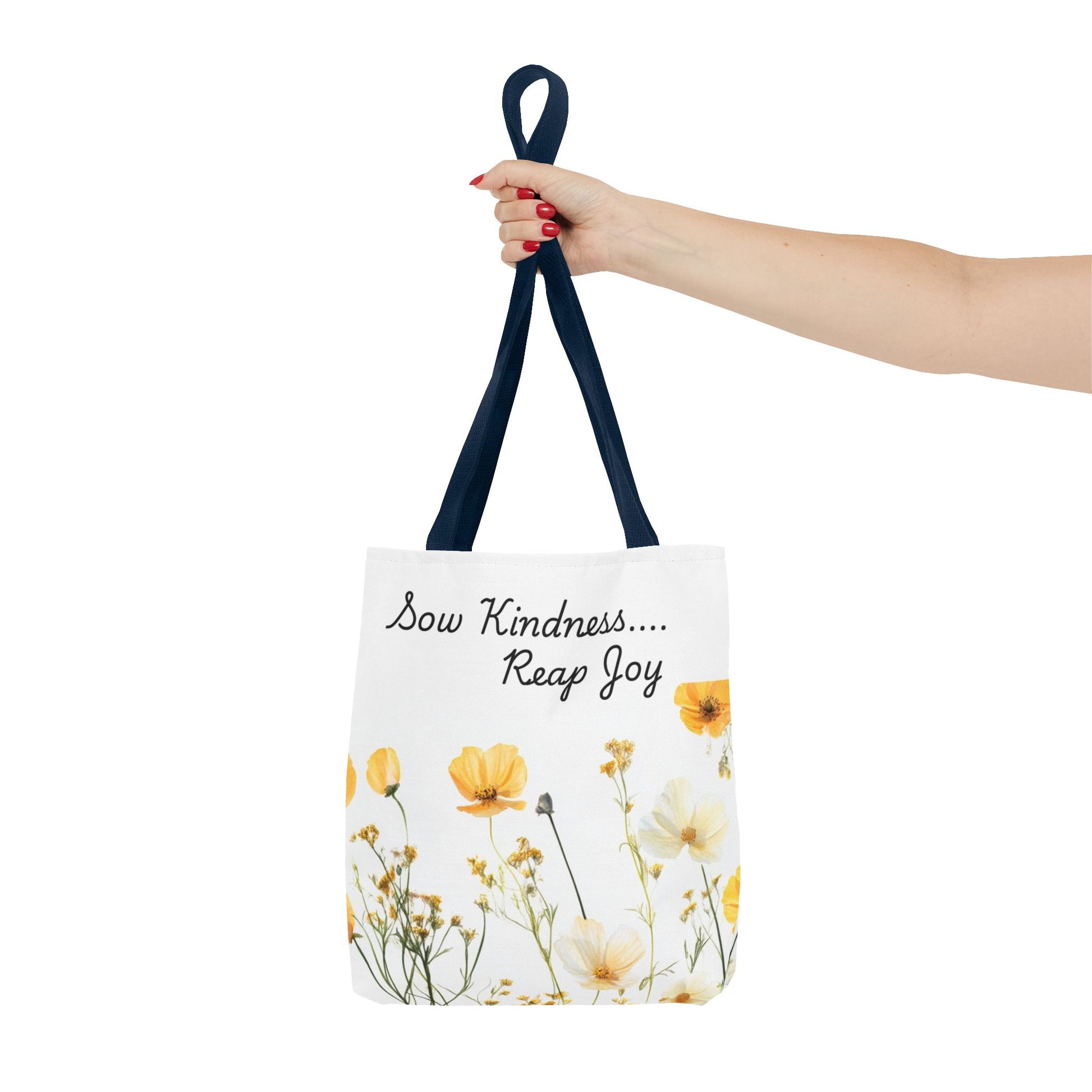 Sow kindness Reap Joy Tote Bag, Christian Faith Inspirational Grocery Shopping Purse, Religious Shoulder Bag, Bible Verse Eco-Friendly
