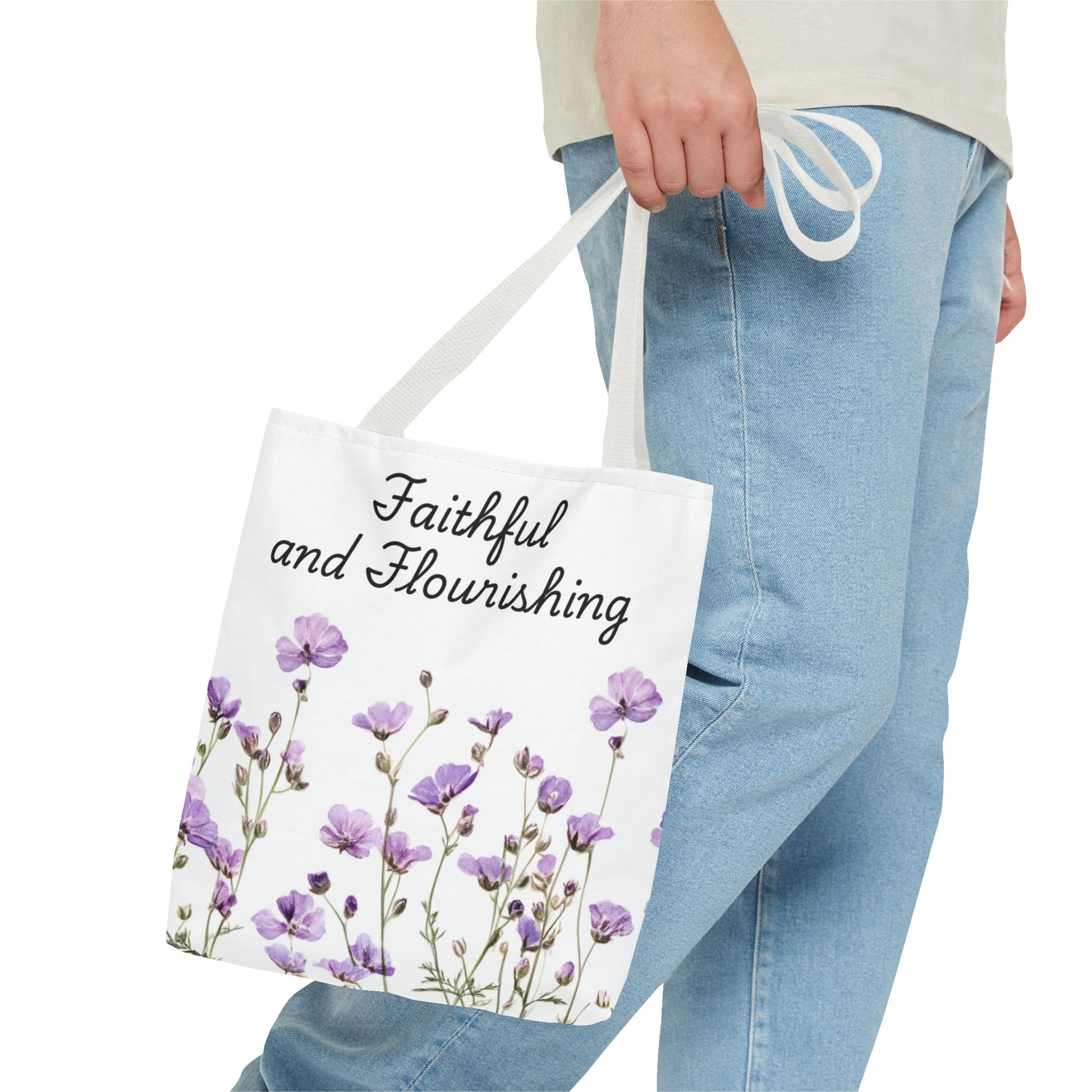 Faithful and Flourishing Floral Tote Bag | Inspirational Gift for Nature Lovers, Shopper Bag, Eco-Friendly, Mother's Day, Birthday