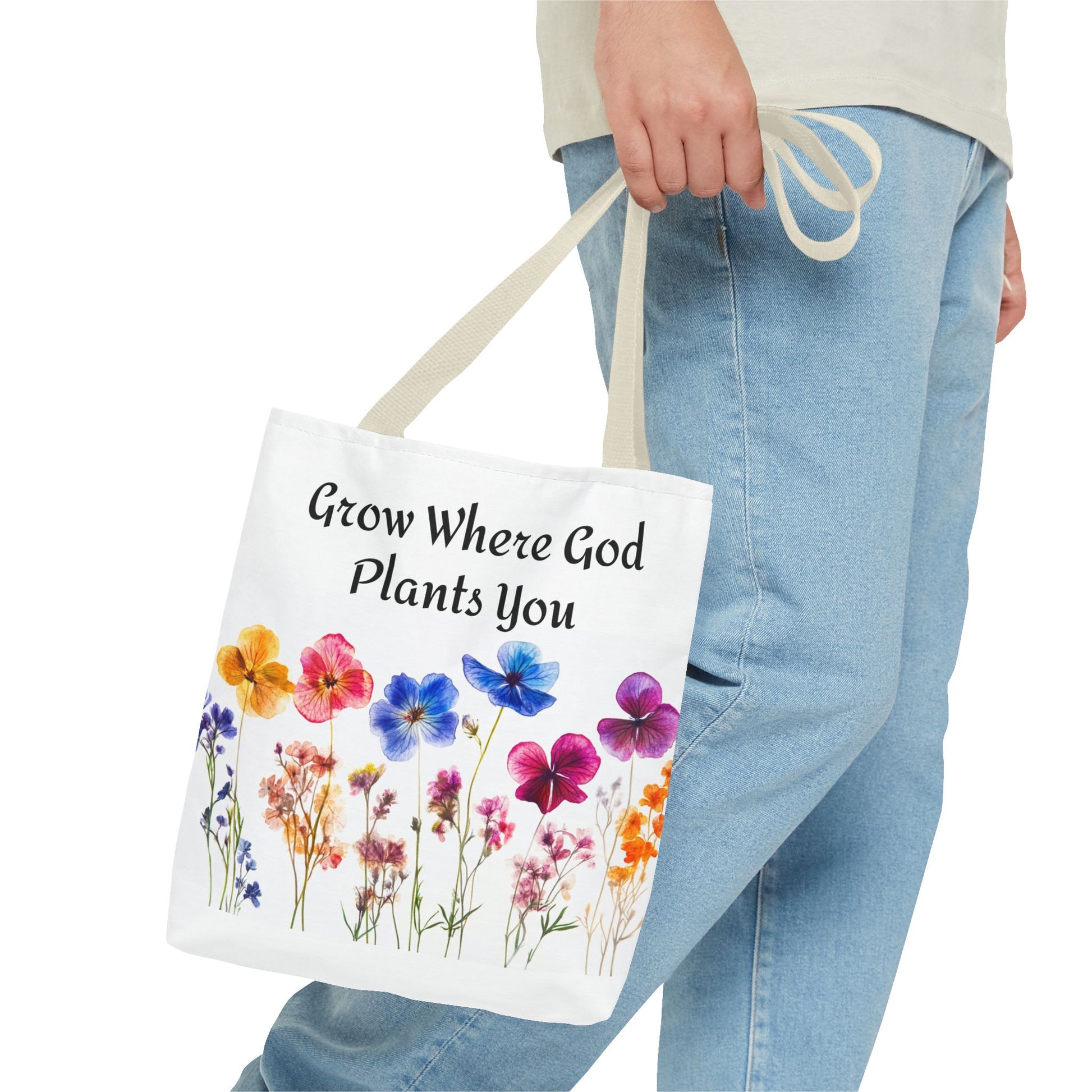 Floral Christian Tote Bag - Inspirational Women's Carry-All