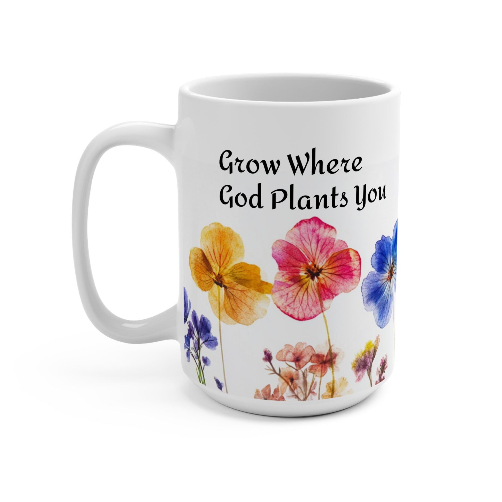 Floral Coffee Mug 15oz - Inspirational Gift for Coffee Lovers