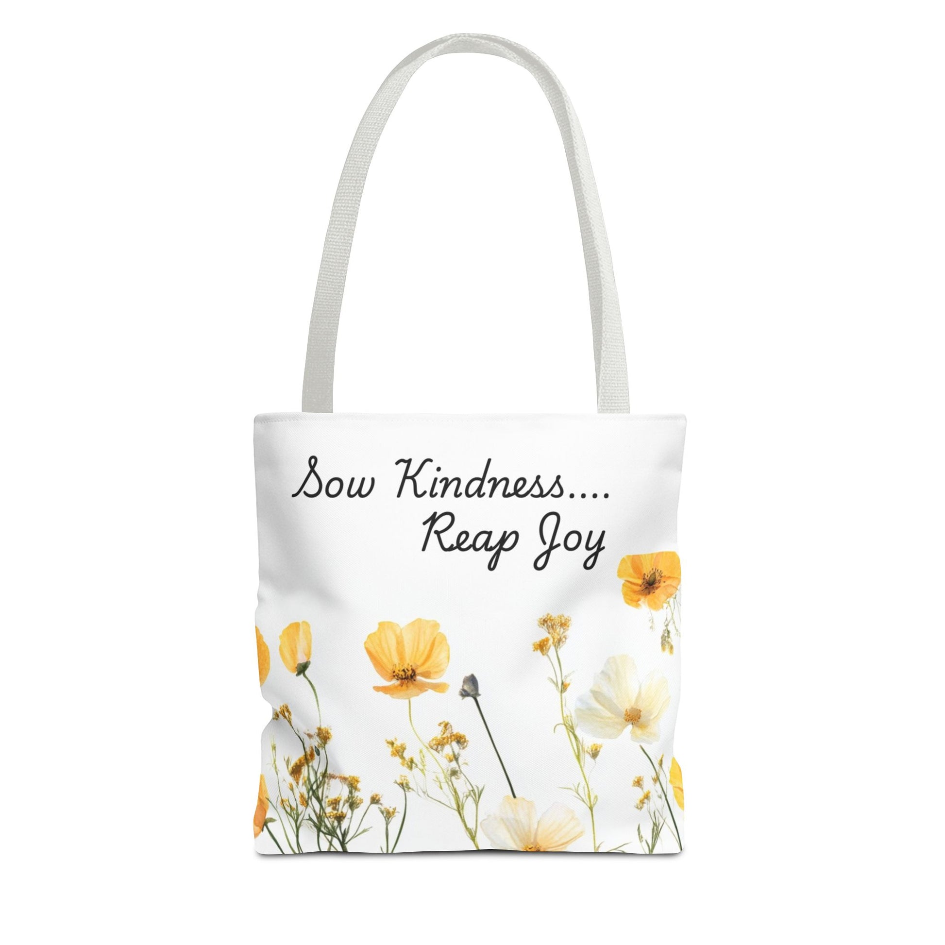 Sow kindness Reap Joy Tote Bag, Christian Faith Inspirational Grocery Shopping Purse, Religious Shoulder Bag, Bible Verse Eco-Friendly
