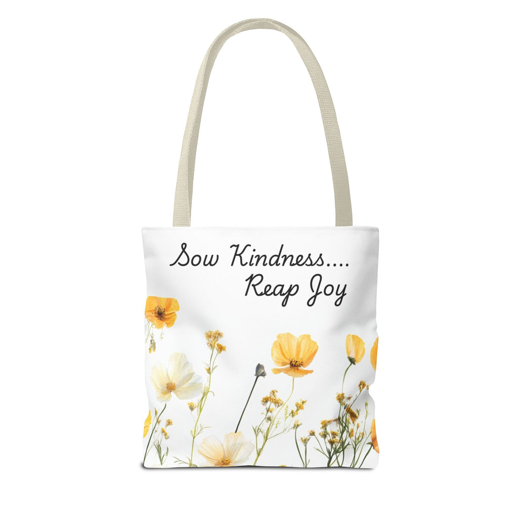 Sow kindness Reap Joy Tote Bag, Christian Faith Inspirational Grocery Shopping Purse, Religious Shoulder Bag, Bible Verse Eco-Friendly