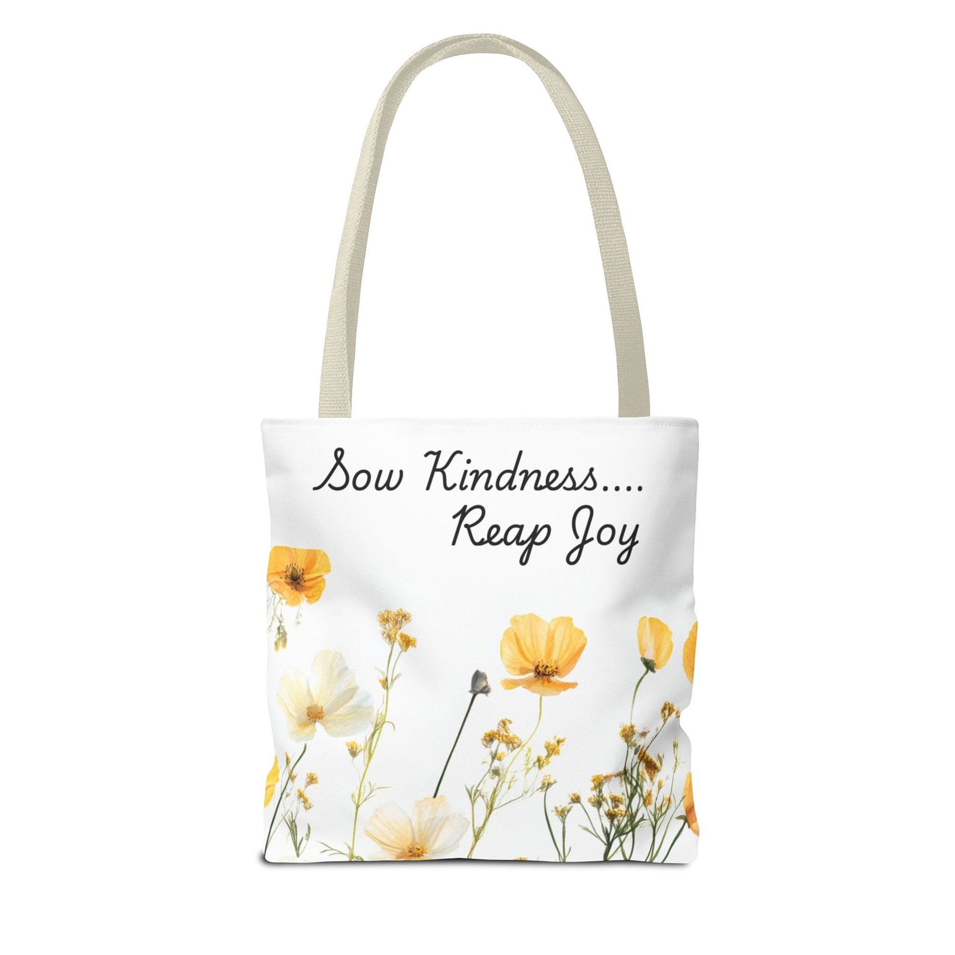 Sow kindness Reap Joy Tote Bag, Christian Faith Inspirational Grocery Shopping Purse, Religious Shoulder Bag, Bible Verse Eco-Friendly