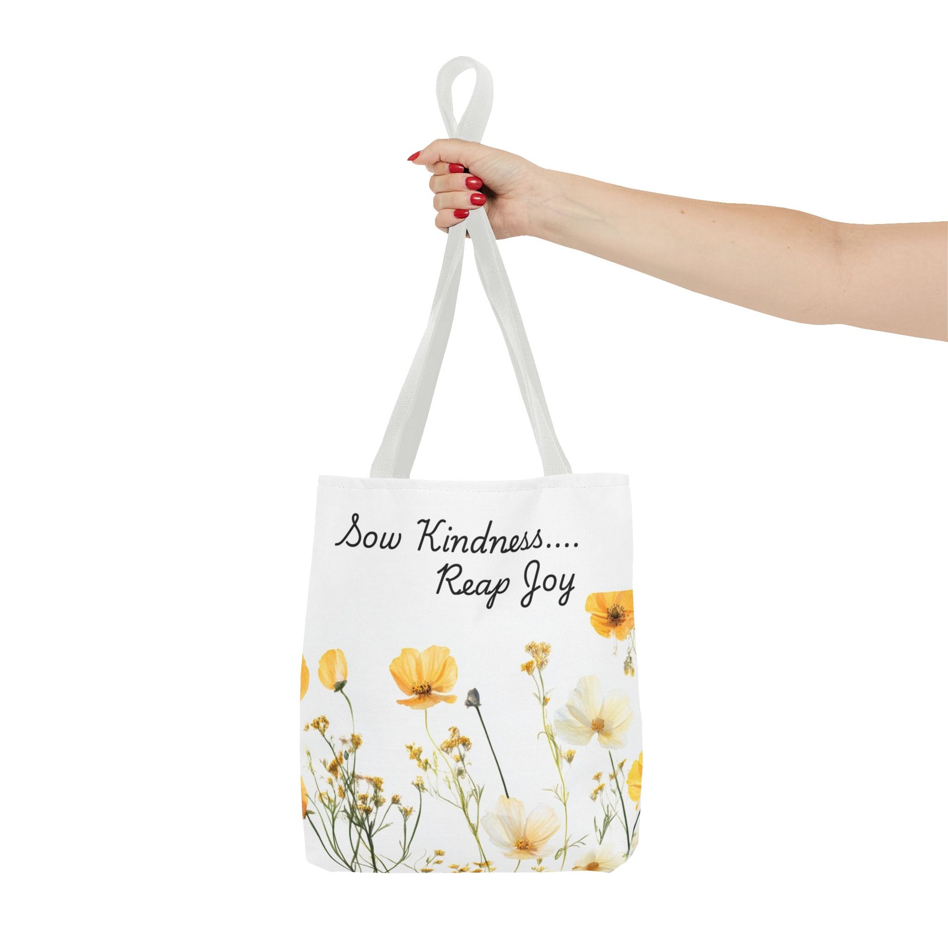 Sow kindness Reap Joy Tote Bag, Christian Faith Inspirational Grocery Shopping Purse, Religious Shoulder Bag, Bible Verse Eco-Friendly