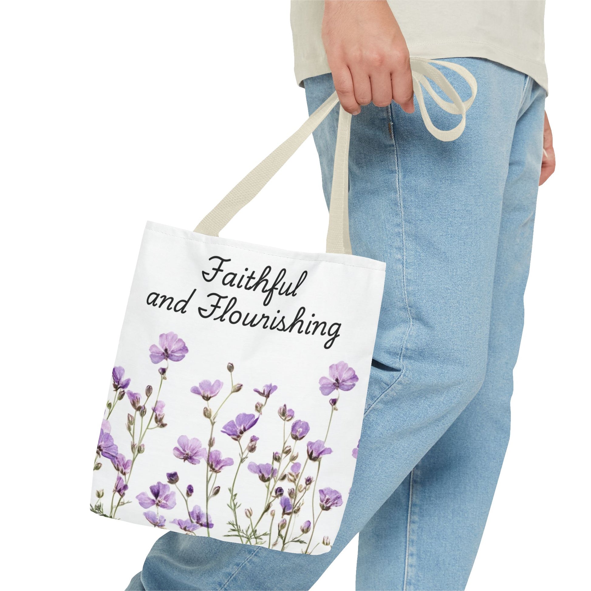 Faithful and Flourishing Floral Tote Bag | Inspirational Gift for Nature Lovers, Shopper Bag, Eco-Friendly, Mother's Day, Birthday