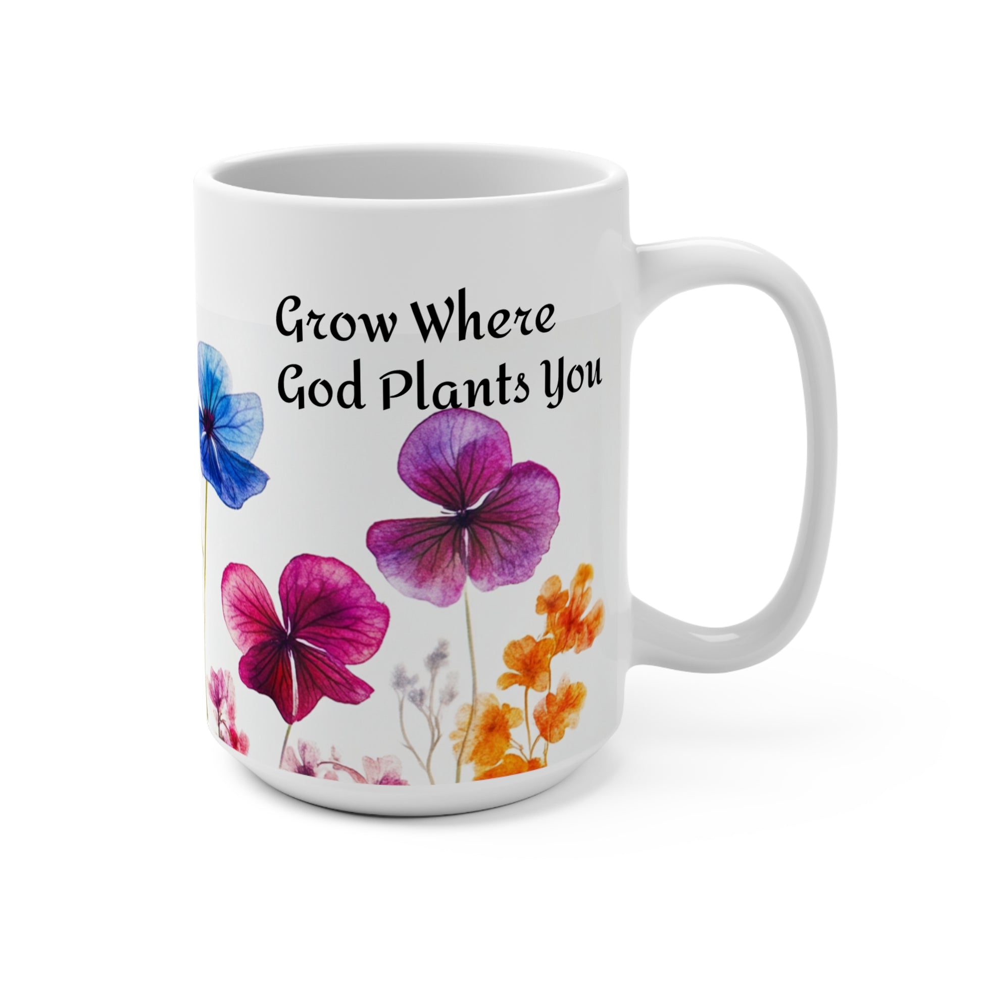 Floral Coffee Mug 15oz - Inspirational Gift for Coffee Lovers