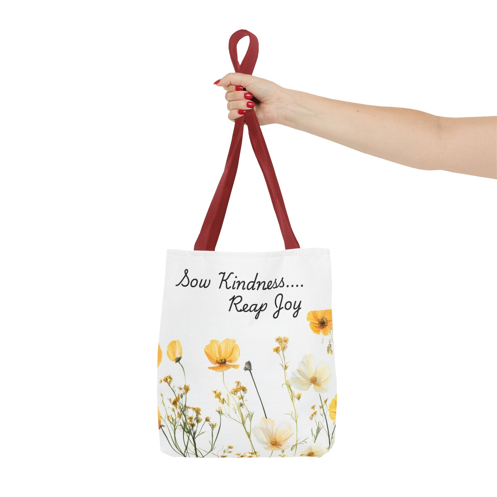 Sow kindness Reap Joy Tote Bag, Christian Faith Inspirational Grocery Shopping Purse, Religious Shoulder Bag, Bible Verse Eco-Friendly