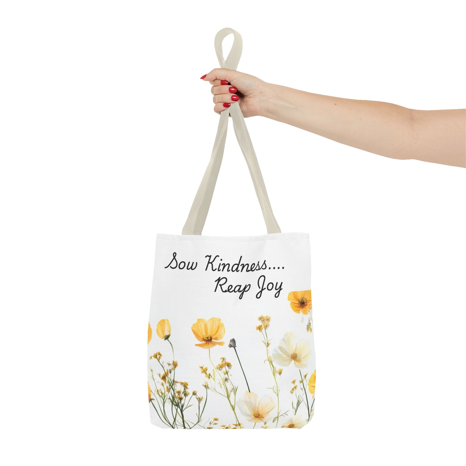 Sow kindness Reap Joy Tote Bag, Christian Faith Inspirational Grocery Shopping Purse, Religious Shoulder Bag, Bible Verse Eco-Friendly