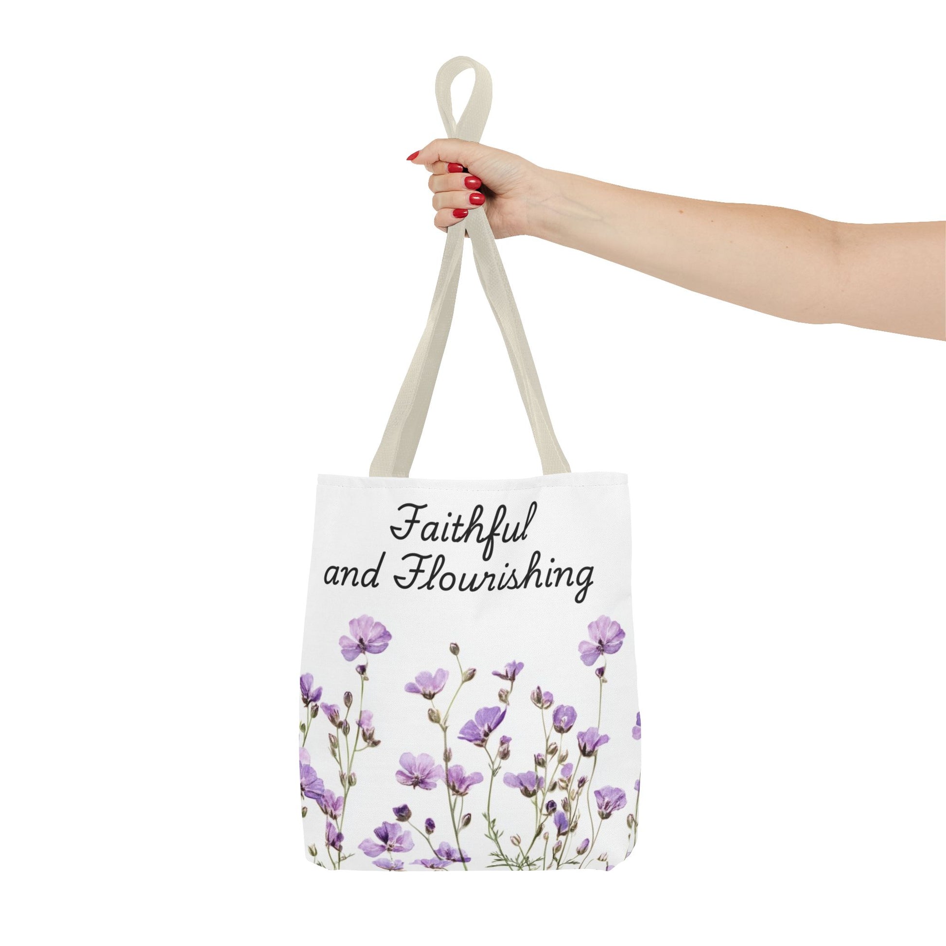 Faithful and Flourishing Floral Tote Bag | Inspirational Gift for Nature Lovers, Shopper Bag, Eco-Friendly, Mother's Day, Birthday