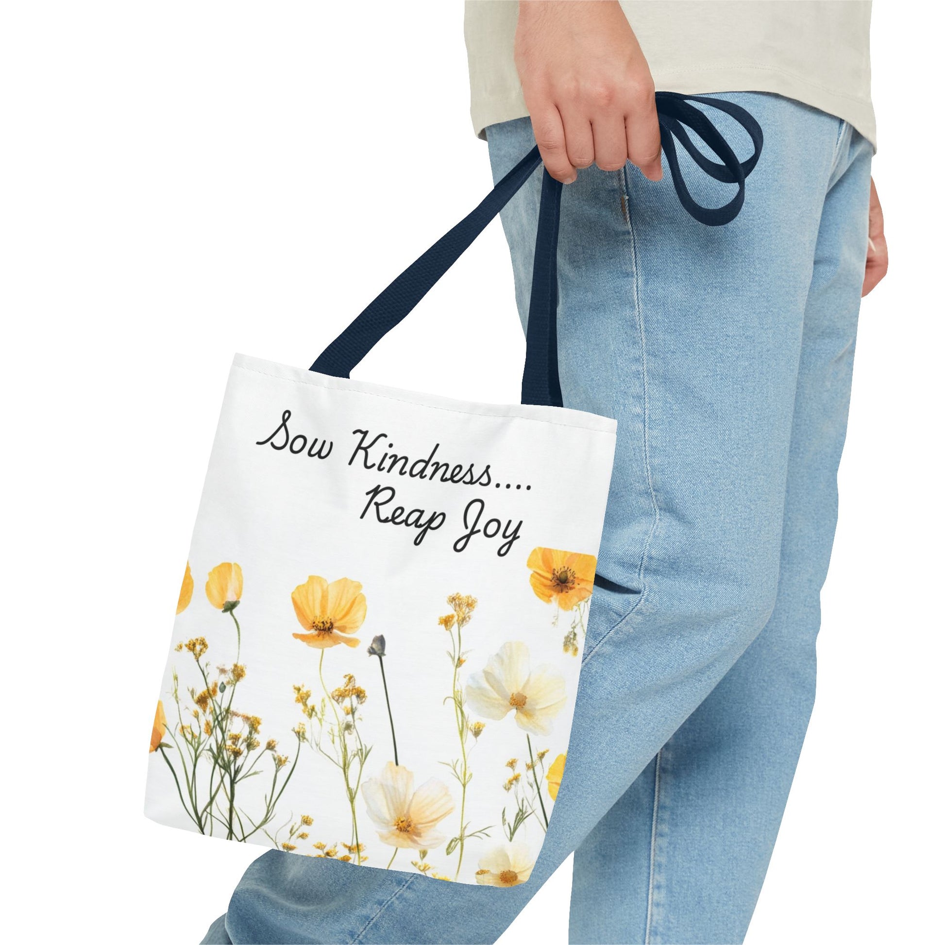 Sow kindness Reap Joy Tote Bag, Christian Faith Inspirational Grocery Shopping Purse, Religious Shoulder Bag, Bible Verse Eco-Friendly