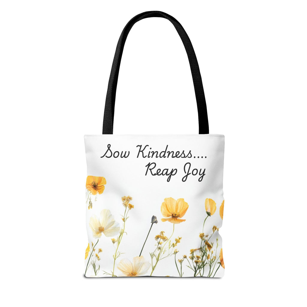 Sow kindness Reap Joy Tote Bag, Christian Faith Inspirational Grocery Shopping Purse, Religious Shoulder Bag, Bible Verse Eco-Friendly