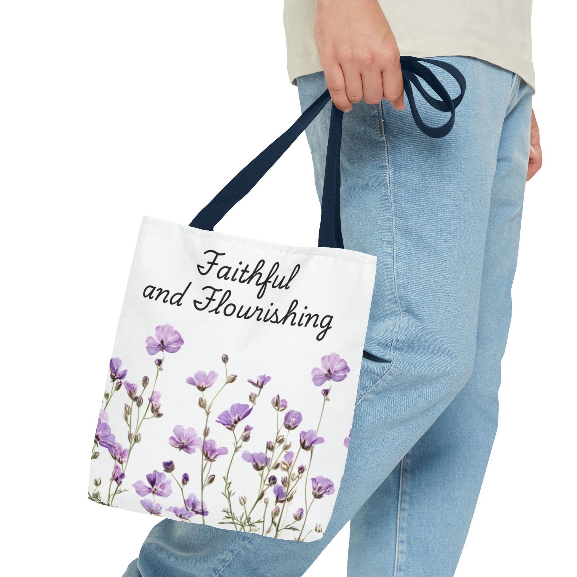 Faithful and Flourishing Floral Tote Bag | Inspirational Gift for Nature Lovers, Shopper Bag, Eco-Friendly, Mother's Day, Birthday