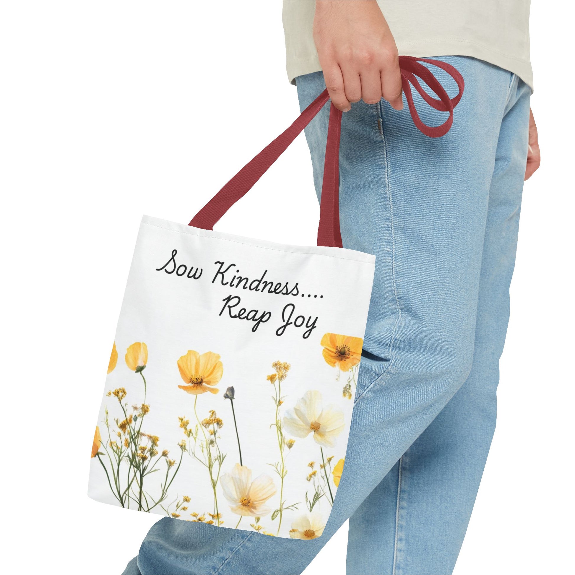 Sow kindness Reap Joy Tote Bag, Christian Faith Inspirational Grocery Shopping Purse, Religious Shoulder Bag, Bible Verse Eco-Friendly