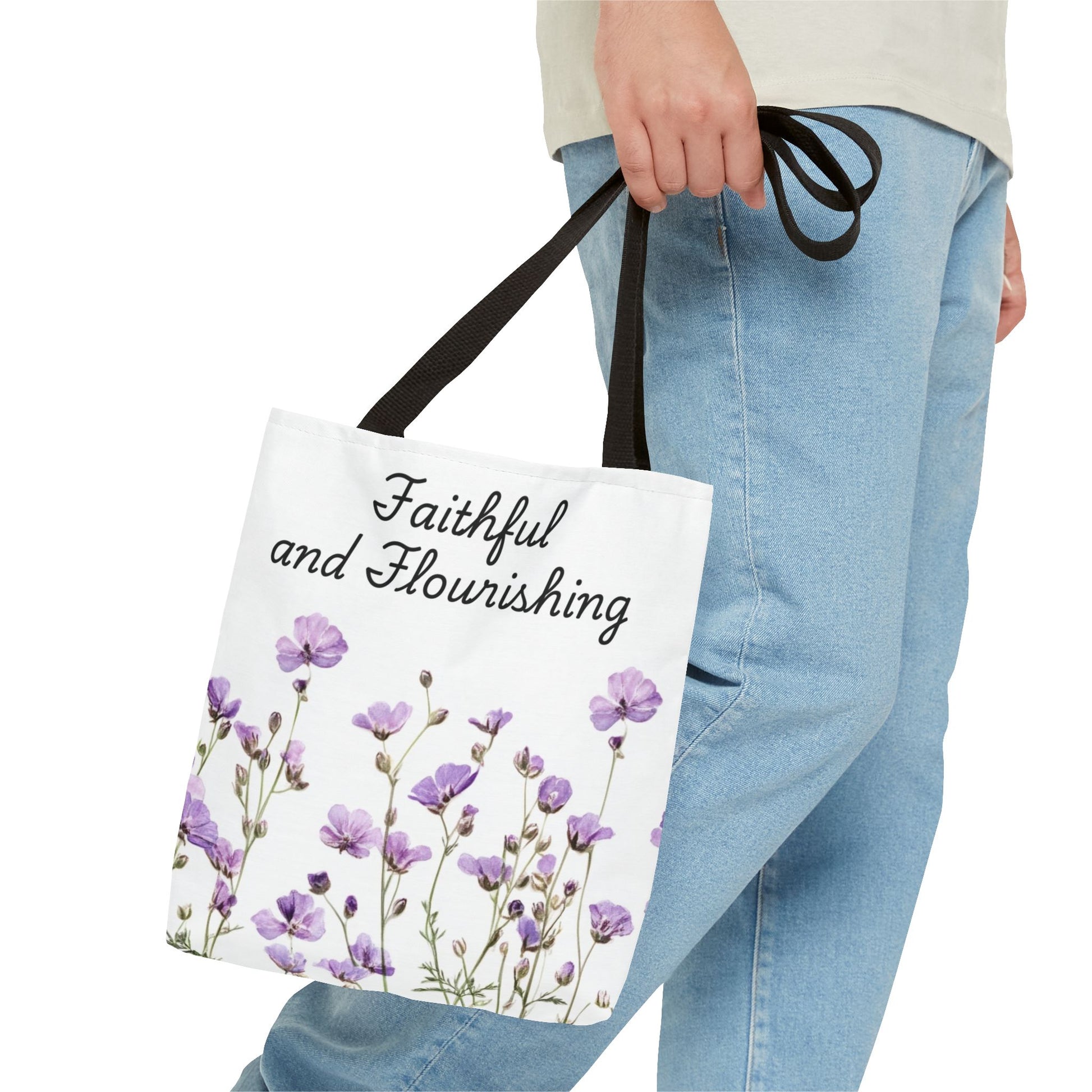 Faithful and Flourishing Floral Tote Bag | Inspirational Gift for Nature Lovers, Shopper Bag, Eco-Friendly, Mother's Day, Birthday