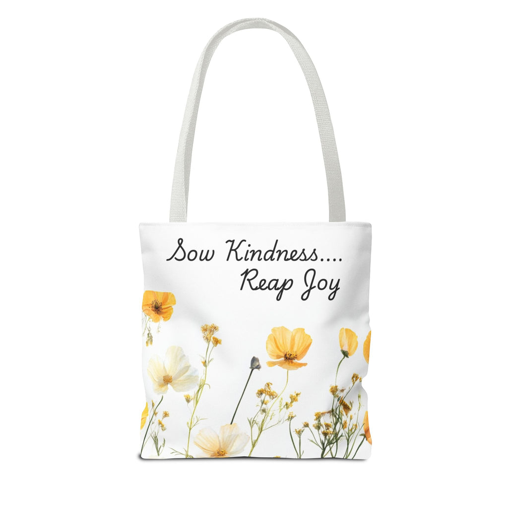 Sow kindness Reap Joy Tote Bag, Christian Faith Inspirational Grocery Shopping Purse, Religious Shoulder Bag, Bible Verse Eco-Friendly