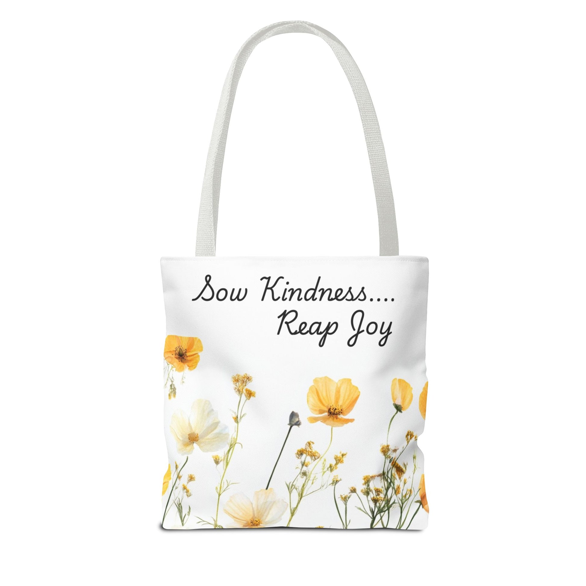 Sow kindness Reap Joy Tote Bag, Christian Faith Inspirational Grocery Shopping Purse, Religious Shoulder Bag, Bible Verse Eco-Friendly
