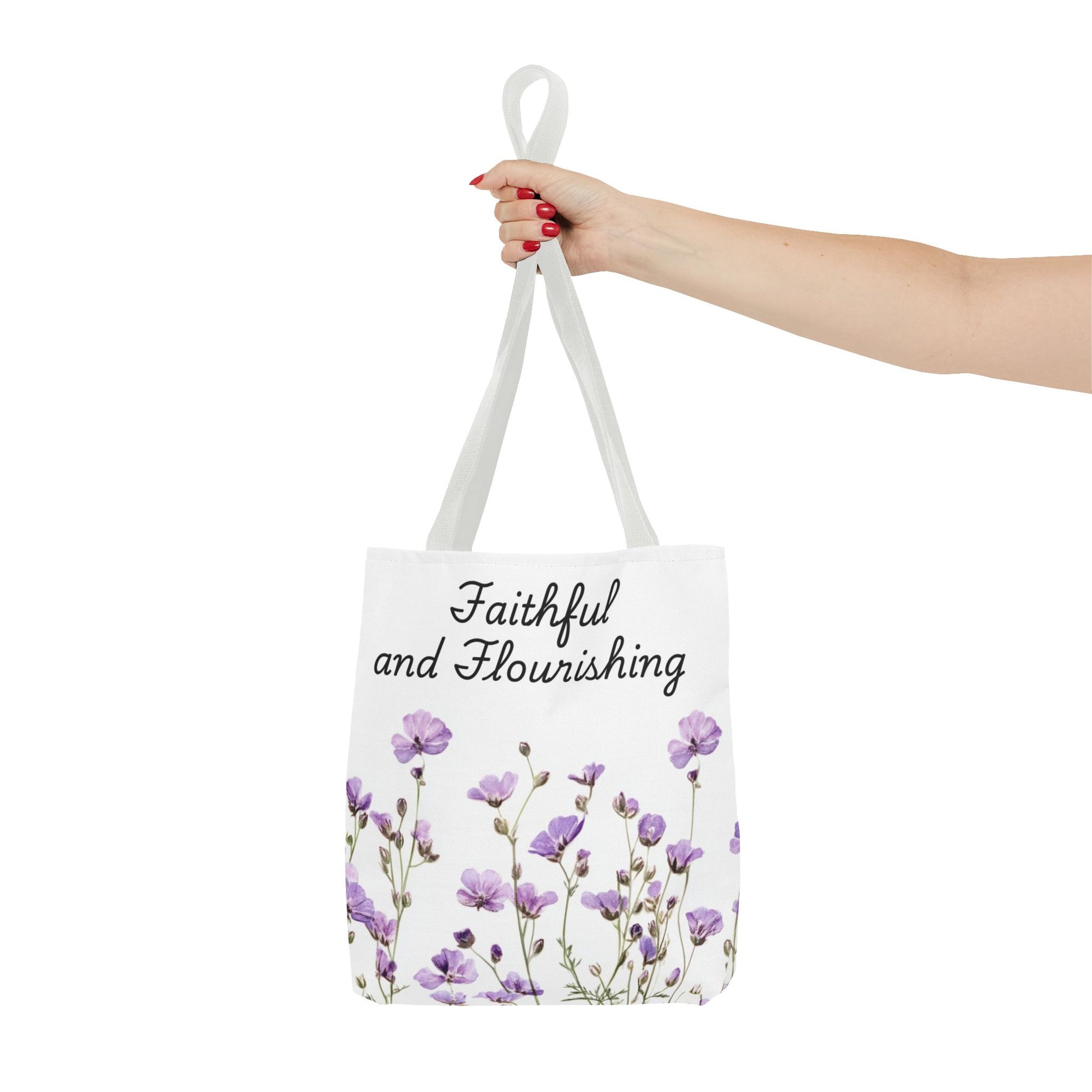 Faithful and Flourishing Floral Tote Bag | Inspirational Gift for Nature Lovers, Shopper Bag, Eco-Friendly, Mother's Day, Birthday